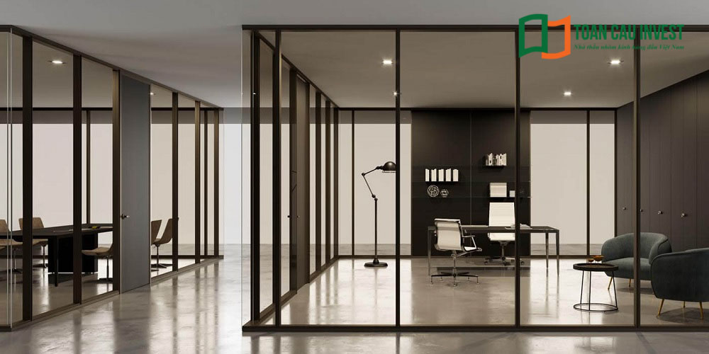 Tempered glass walls help create a professional workspace