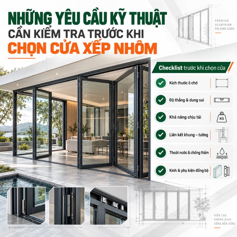 Những yêu cầu kĩ thuật cần kiểm tra trước khi chọn cửa xếp nhôm