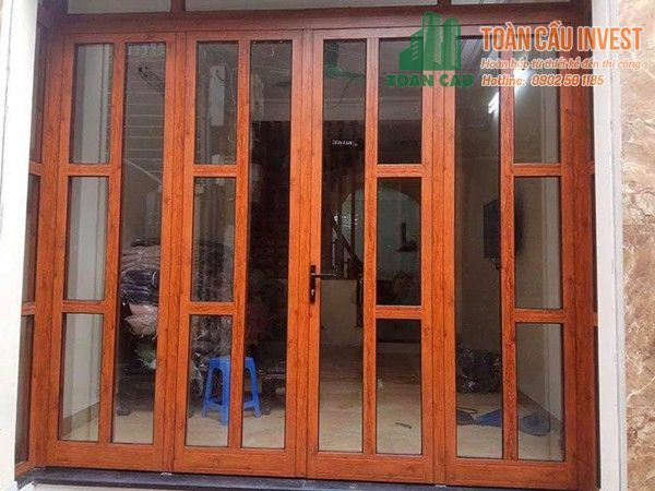 Cửa nhôm chia đố giả gỗ hệ 700