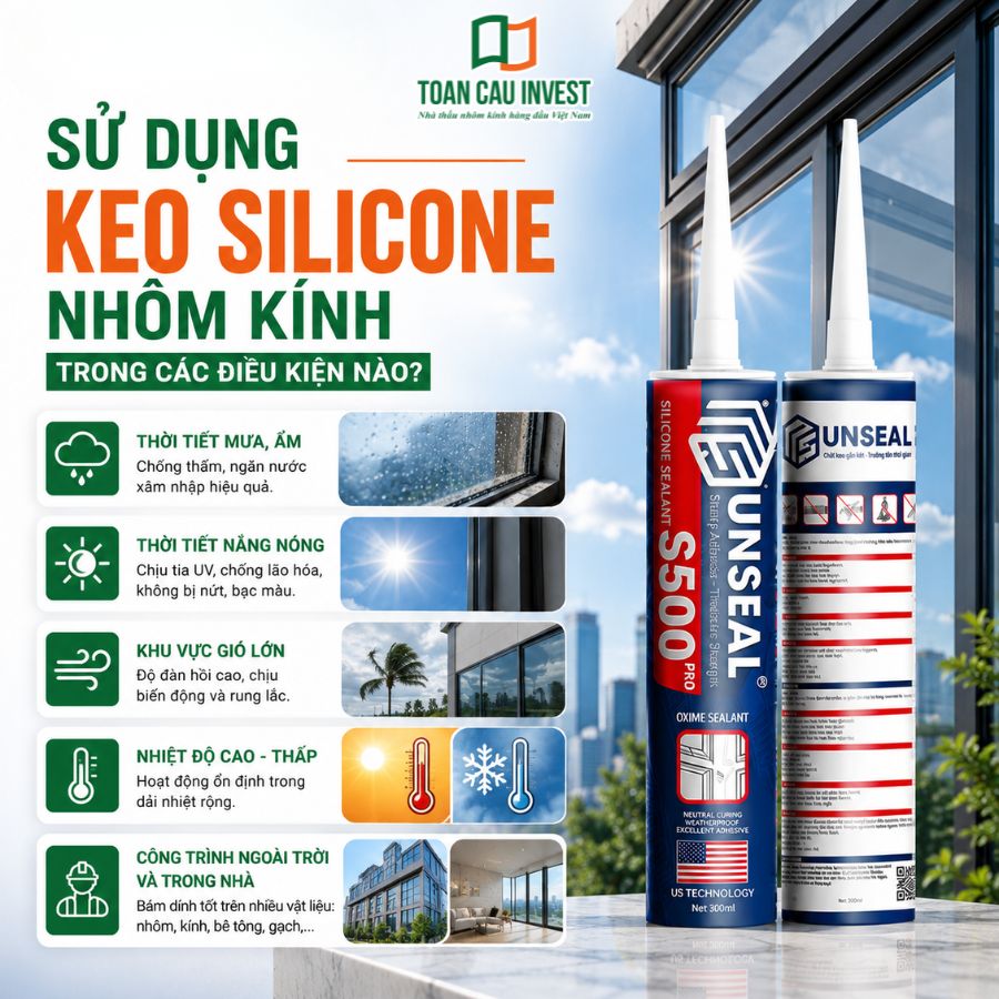Sử dụng keo silicone nhôm kính