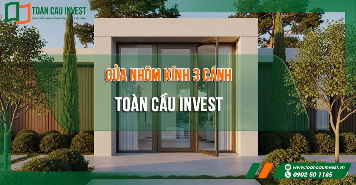 Cửa nhôm kinh 3 cánh mở
