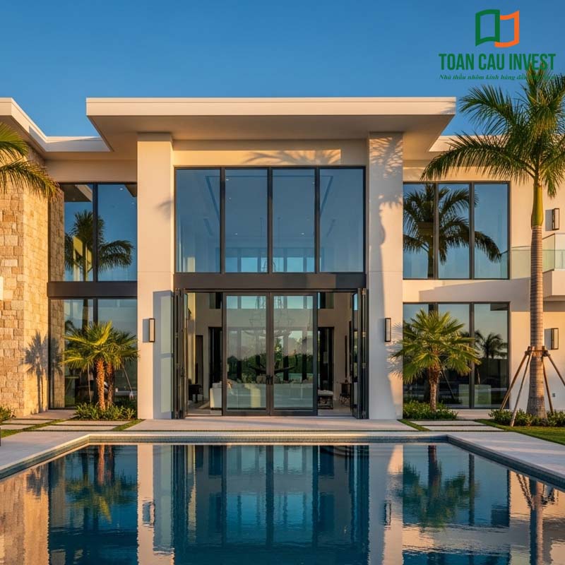 The 4-panel aluminum glass door system with full-height design is a breakthrough solution for semi-detached villas and suburban resort homes.