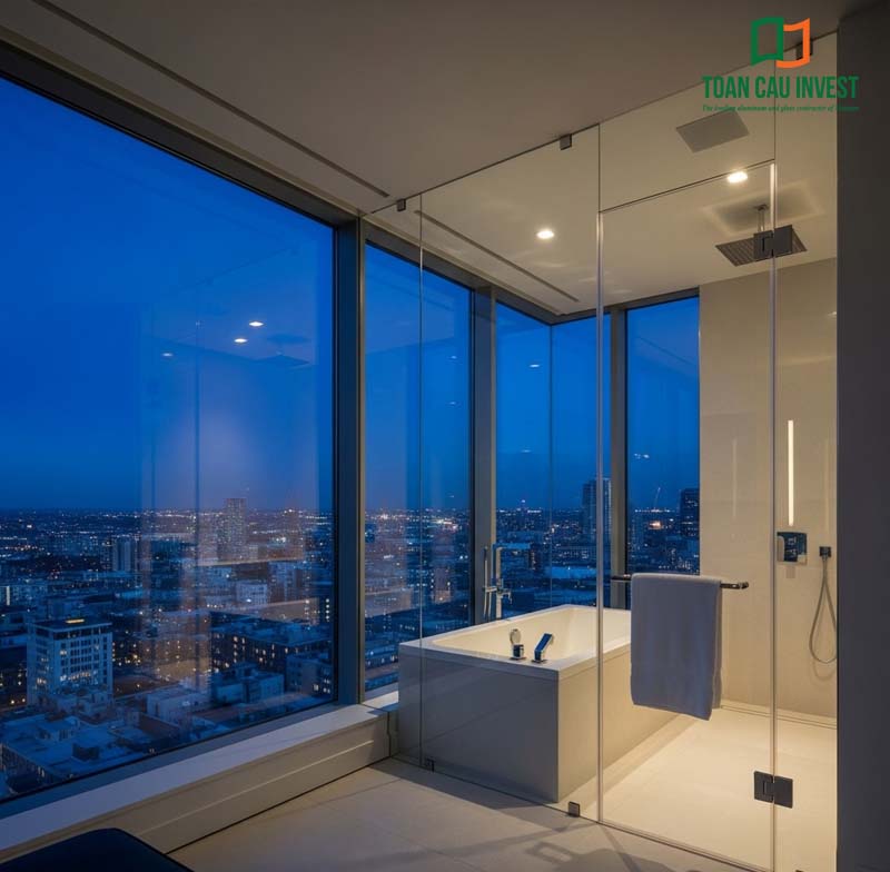 Phương án thiết kế pòng tắm kính trong phòng ngủ