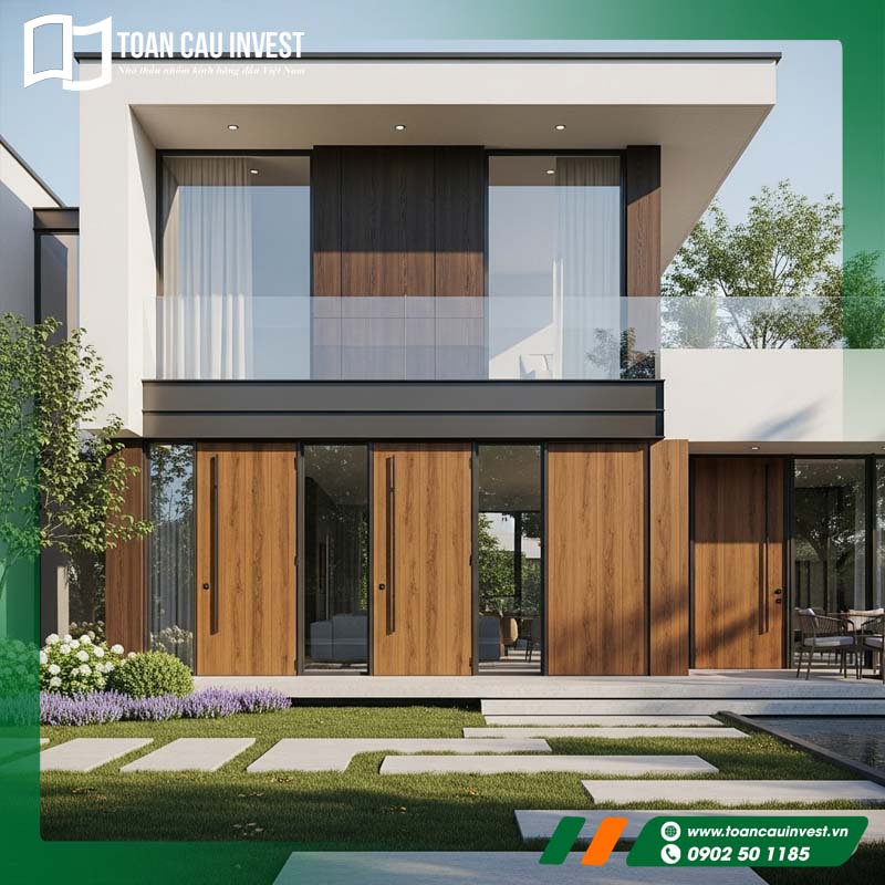 Ưu điểm nổi bật của mẫu cửa nhôm kính 4 cánh vân gỗ