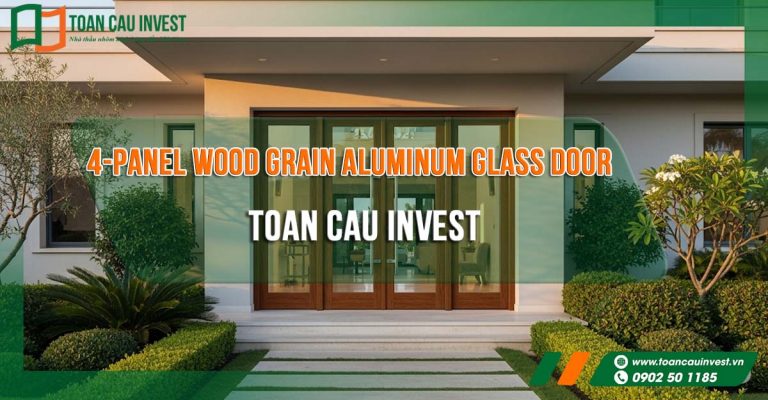 Luxury 4-Panel Wood Grain Aluminum Glass Door