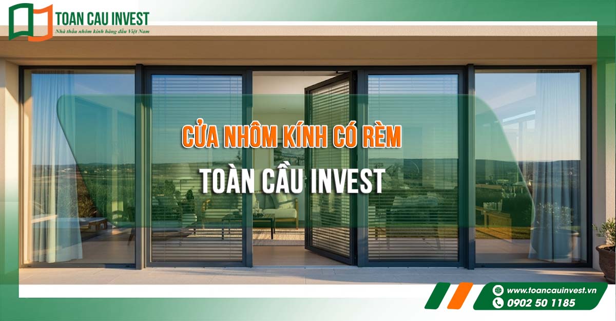 Cửa nhôm kính có rèm hiện đại tích hợp trong hệ cửa trượt lùa, tạo không gian mở cho biệt thự cao cấp. Điều chỉnh ánh sáng dễ dàng, tăng tính riêng tư và thẩm mỹ cho không gian sống