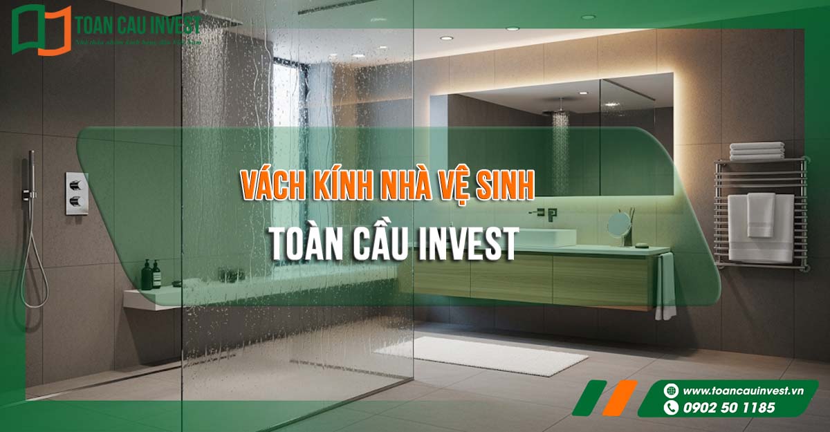 Vách kính nhà vệ sinh Toàn Cầu Invest – giải pháp ngăn chia không gian hiện đại, sang trọng.