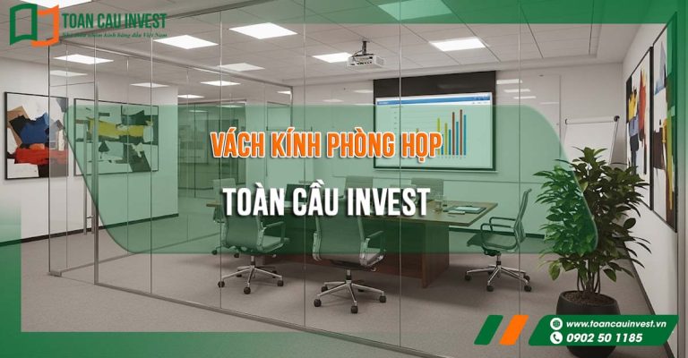 Vách kính phòng họp hiện đại, thiết kế tối giản, hài hòa cùng ánh sáng tự nhiên và nội thất cao cấp.