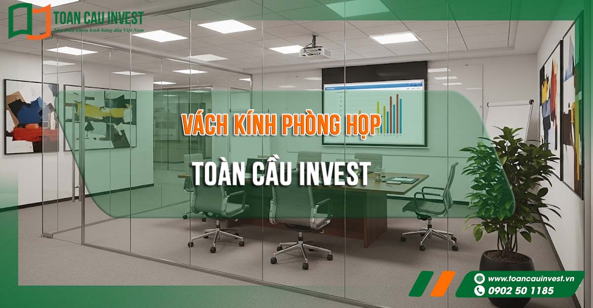 Vách kính phòng họp hiện đại, thiết kế tối giản, hài hòa cùng ánh sáng tự nhiên và nội thất cao cấp.