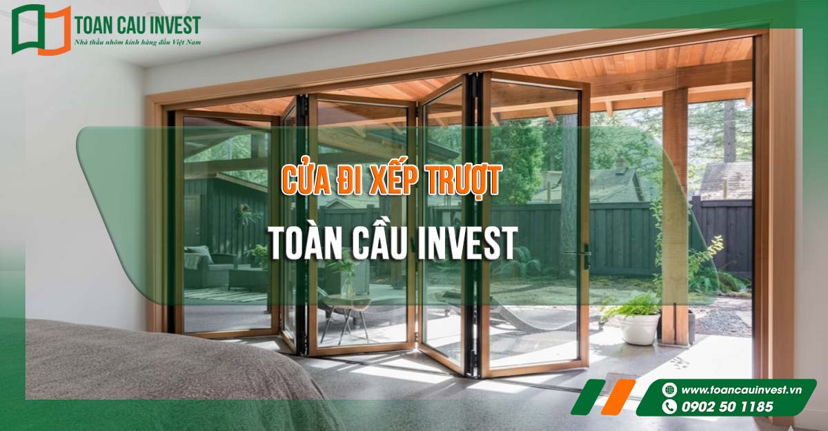 Cửa đi xếp trượt nhôm kính Toàn Cầu Invest, thiết kế hiện đại, kết nối không gian trong nhà với sân vườn thoáng đãng