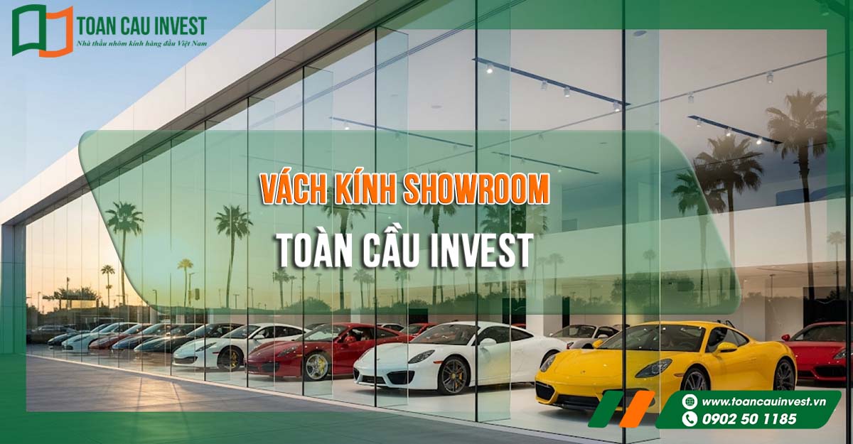 Vách kính showroom Toàn Cầu Invest, giải pháp nhôm kính cao cấp cho không gian trưng bày ô tô hiện đại, sang trọng