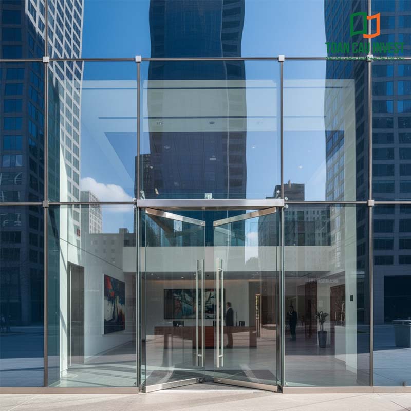 Cửa kính cường lực tự động tại trung tâm thương mại The Galleria, mang lại không gian thông thoáng và đẳng cấp.