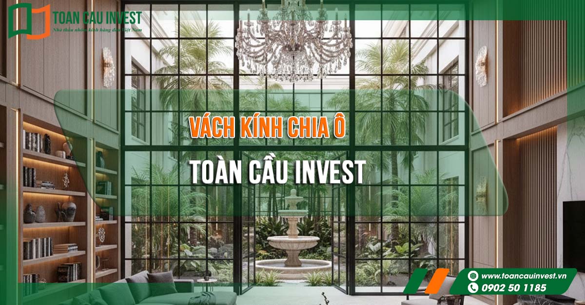 Vách kính chia ô Toàn Cầu Invest – giải pháp kiến trúc hoàn hảo cho không gian sống hiện đại, đẳng cấp và ngập tràn ánh sáng. Ứng dụng linh hoạt trong biệt thự, văn phòng, khách sạn và showroom.