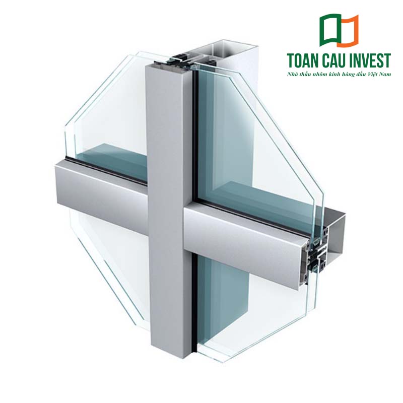 Mẫu chi tiết cấu tạo vách kính mặt dựng lộ đố với hệ nhôm và kính cường lực cao cấp, đảm bảo độ kín khít, chịu lực và tính thẩm mỹ tối ưu trong các công trình hiện đại