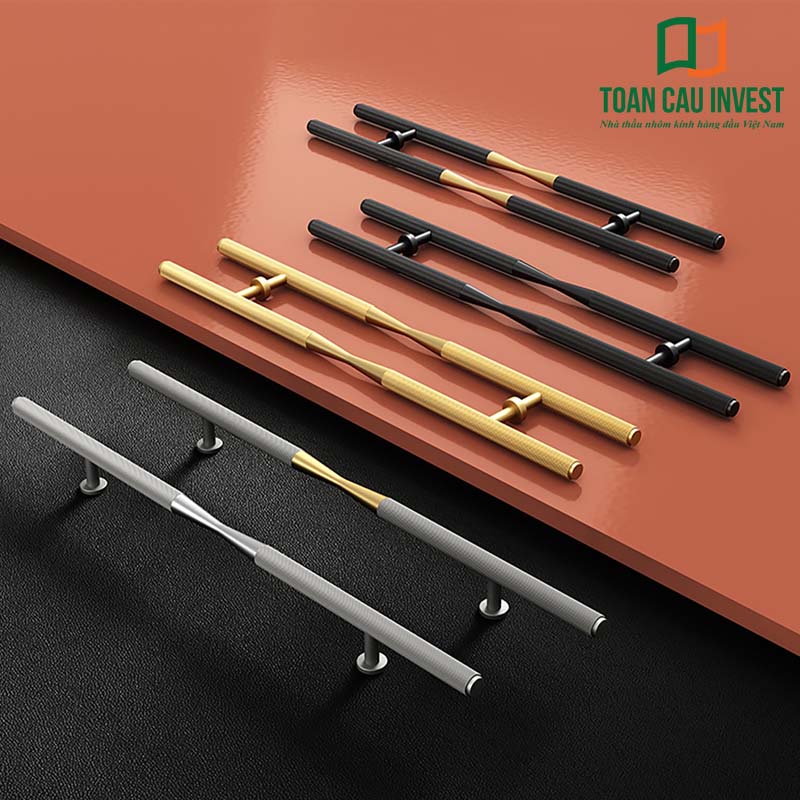 Bộ tay nắm cửa nhôm cao cấp nhiều màu sắc, thiết kế tinh tế phù hợp cửa nhôm kính hiện đại