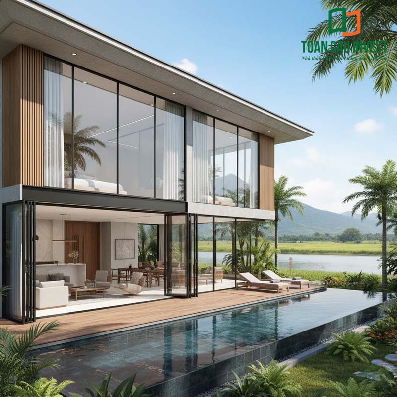 Vách kính khung nhôm hệ 700 cho văn phòng cao cấp, tạo không gian mở và cải thiện ánh sáng tự nhiên.