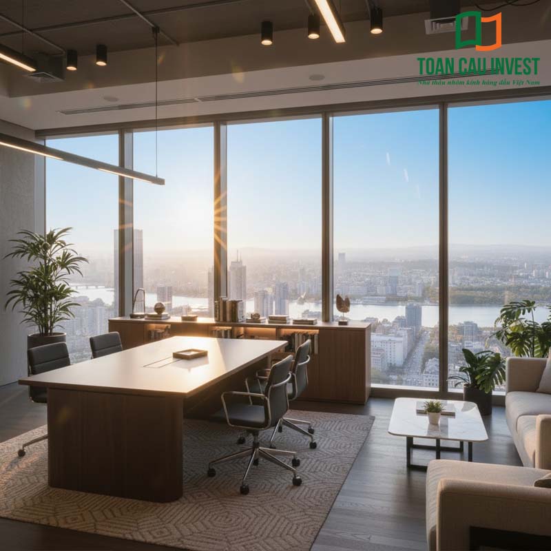 Vách kính an toàn cho không gian làm việc cao cấp, kết hợp thiết kế hiện đại, sang trọng, đảm bảo an toàn sử dụng lâu dài.