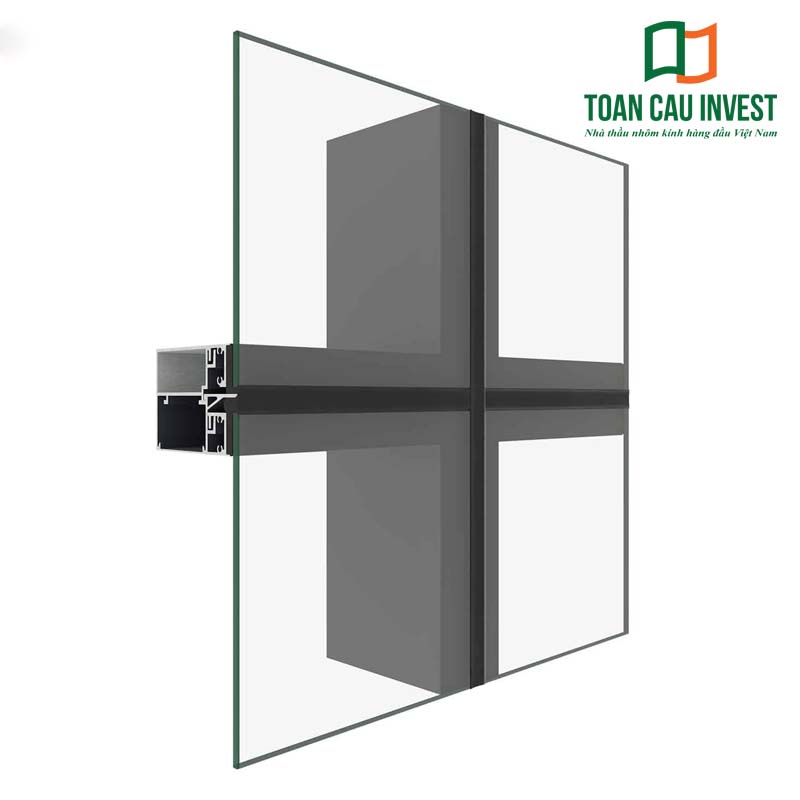 Cấu tạo vách kính đố âm giúp che hoàn toàn khung nhôm từ bên ngoài, đảm bảo độ kín khít, chống thấm và tính thẩm mỹ cao.