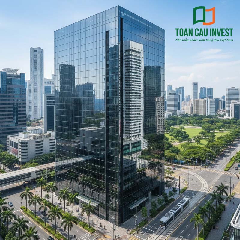 Giải pháp vách kính đố âm giúp mặt dựng gọn gàng, che khung kỹ thuật, tăng khả năng chống thấm, chống ồn cho công trình.