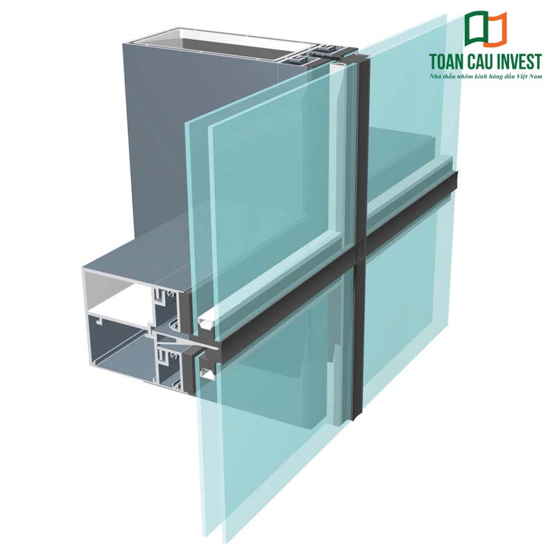 Hệ mặt dựng nào phù hợp dự án lớn cao tầng? Mặt cắt hệ mặt dựng Unitized cho thấy cấu tạo module hóa, lắp đặt nhanh, kiểm soát chất lượng và độ kín khít tối ưu cho công trình lớn.
