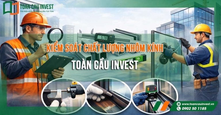 Kiểm soát chất lượng nhôm kính tại công trình với đội ngũ kỹ sư Toàn Cầu Invest – thực hiện kiểm tra kích thước, độ kín khít, độ an toàn kính và nghiệm thu hệ cửa nhôm kính theo quy trình tiêu chuẩn.