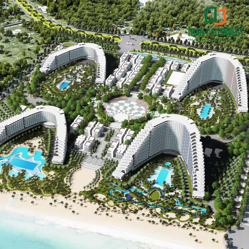 Nhà thầu nhôm kính cao tầng Toàn Cầu Invest tham gia thi công hệ nhôm kính cho đại dự án resort ven biển, kết hợp kiến trúc uốn cong độc đáo và giải pháp façade bền vững theo tiêu chuẩn quốc tế.