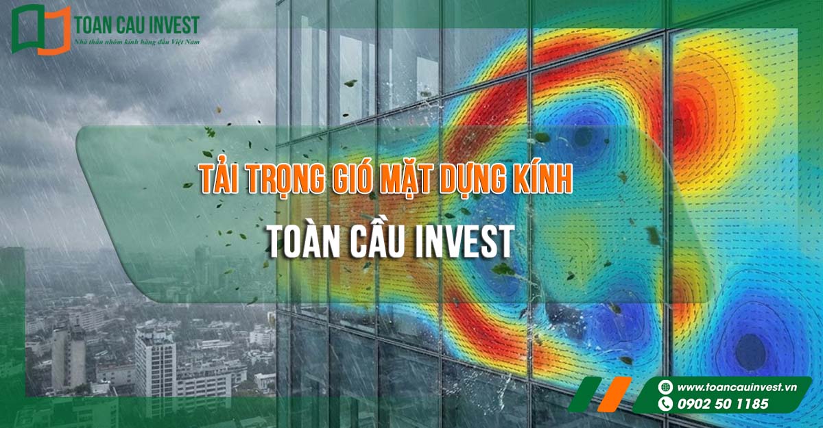Tải trọng gió mặt dựng kính được mô phỏng bằng bản đồ áp suất CFD, thể hiện rõ sự phân bố áp lực gió không đồng đều trên bề mặt kính công trình cao tầng, là cơ sở quan trọng cho thiết kế kết cấu mặt dựng an toàn.