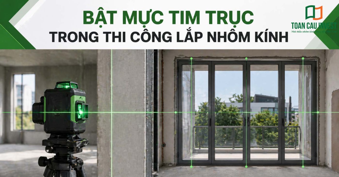 Bật mực tim trục trong thi công nhôm kính