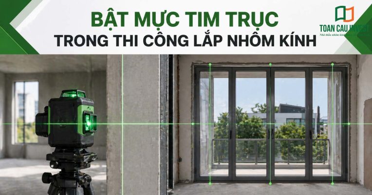 Bật mực tim trục trong thi công nhôm kính