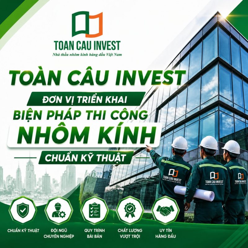 Toàn Cầu Invest - Đơn vị triển khai biện pháp thi công nhôm kính chuẩn kỹ thuật