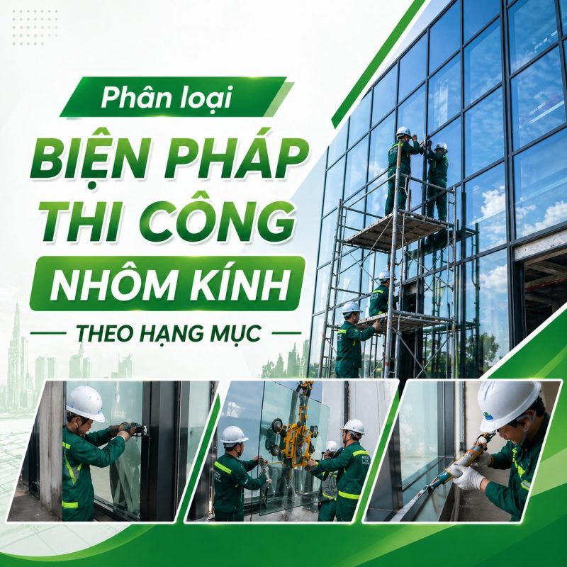 Phân loại biện pháp thi công nhôm kính theo hạng mục