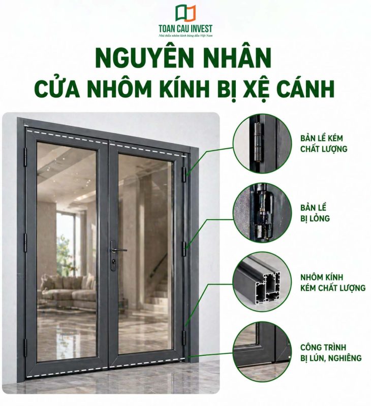 Nguyên nhân cửa nhôm kính bị xệ cánh