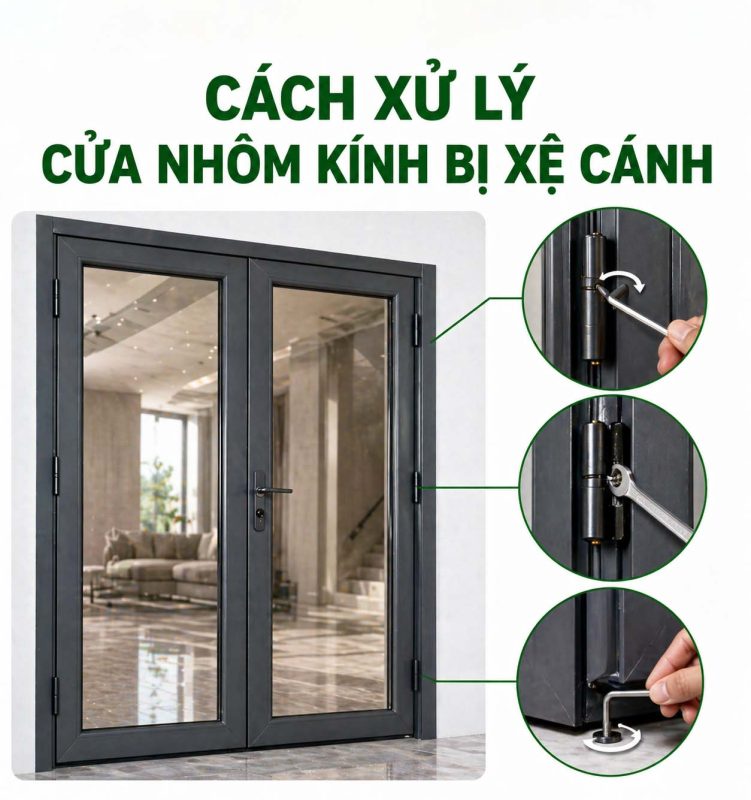Cách xử lý cửa nhôm kính bị xệ cánh