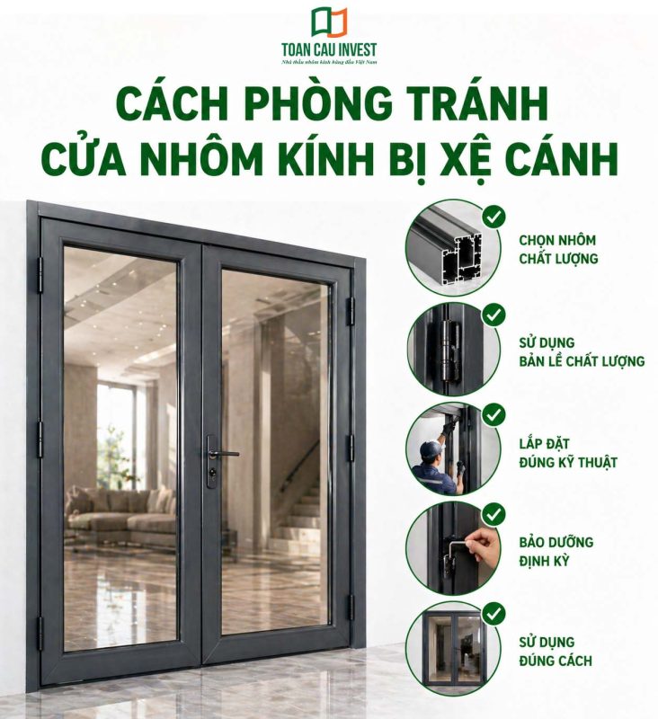 Cách phòng tránh cửa nhôm kính bị xệ cánh