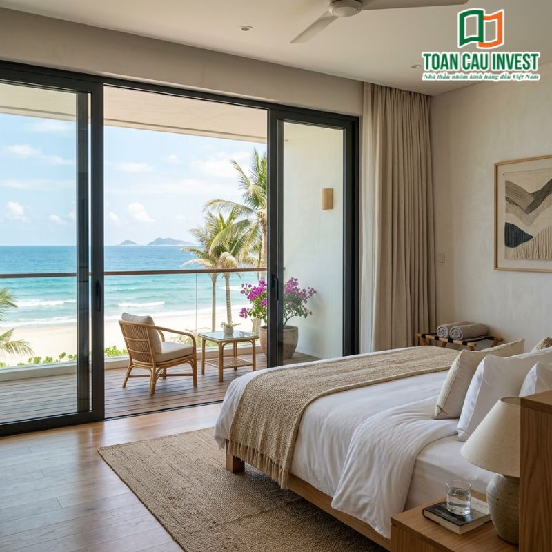 Giải pháp cửa nhôm kính phòng ngủ phù hợp với phong cách nghỉ dưỡng cao cấp