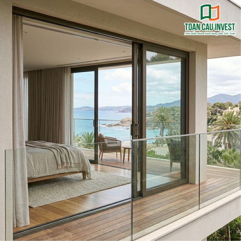 Thiết kế cửa nhôm kính phòng ngủ giúp tối ưu trải nghiệm nghỉ dưỡng với view biển