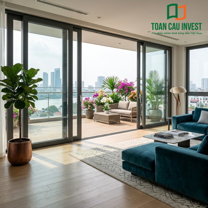 Chi tiết hệ bánh xe và ray cửa nhôm – nguyên nhân phổ biến khiến cửa nhôm lùa trệch ray do sai lệch kỹ thuật hoặc hao mòn phụ kiện.