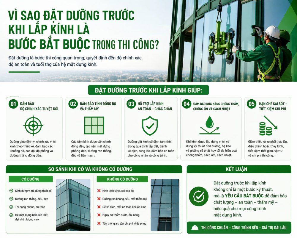 Vì sao đặt dưỡng trước khi lắp kính là bước bắt buộc
