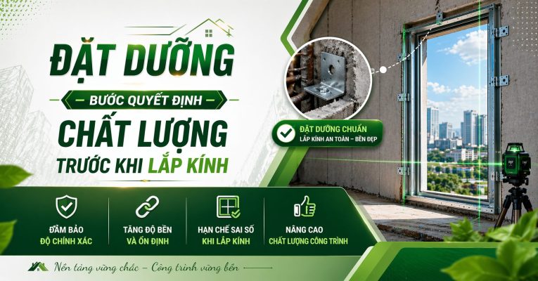 Đặt dưỡng trước khi lắp kính