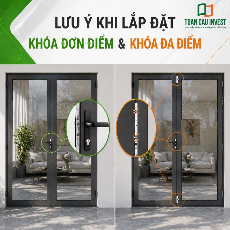 Lưu ý khi lắp khóa đơn điểm và khóa đa điểm