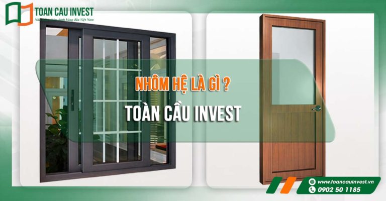giới thiệu nhôm hệ với hình ảnh so sánh trực quan giữa cửa nhôm hệ và cửa nhôm thường. Nhôm hệ nổi bật nhờ độ dày tiêu chuẩn, phụ kiện đồng bộ và độ bền vượt trội.