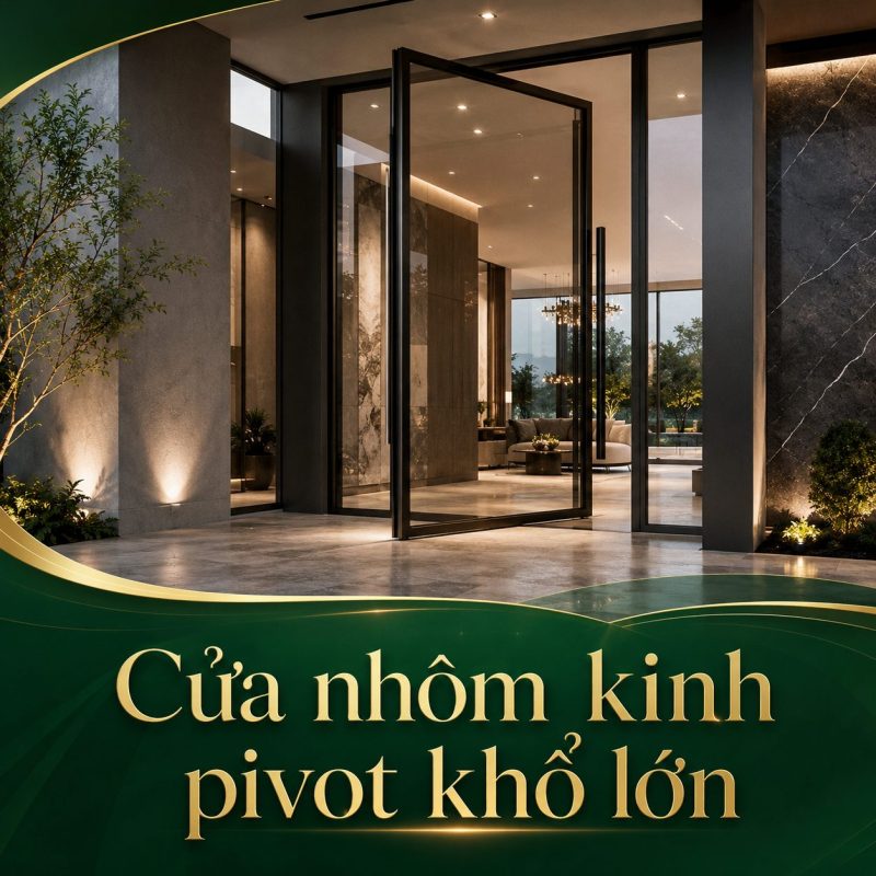 Cửa nhôm kính pivot khổ lớn