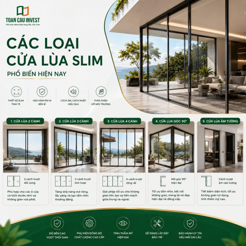 Các loại cửa lùa slim