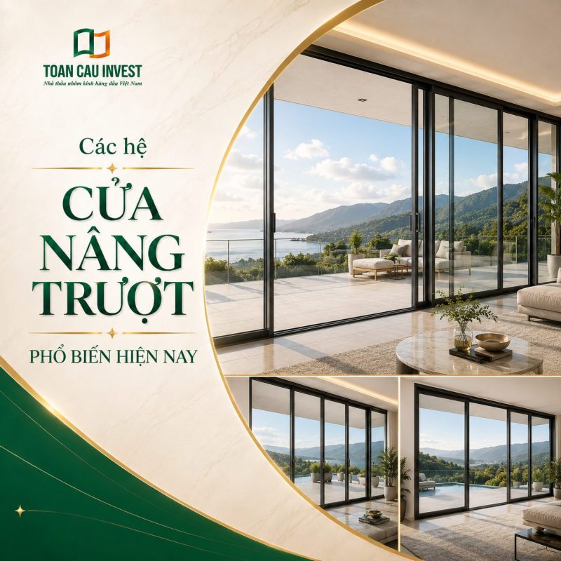 Các hệ cửa nâng trượt phổ biến hiện nay