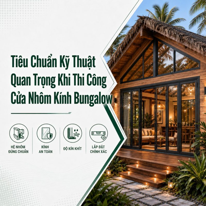 Tiêu chuẩn kỹ thuật quan trọng khi thi công cửa nhôm bungalow
