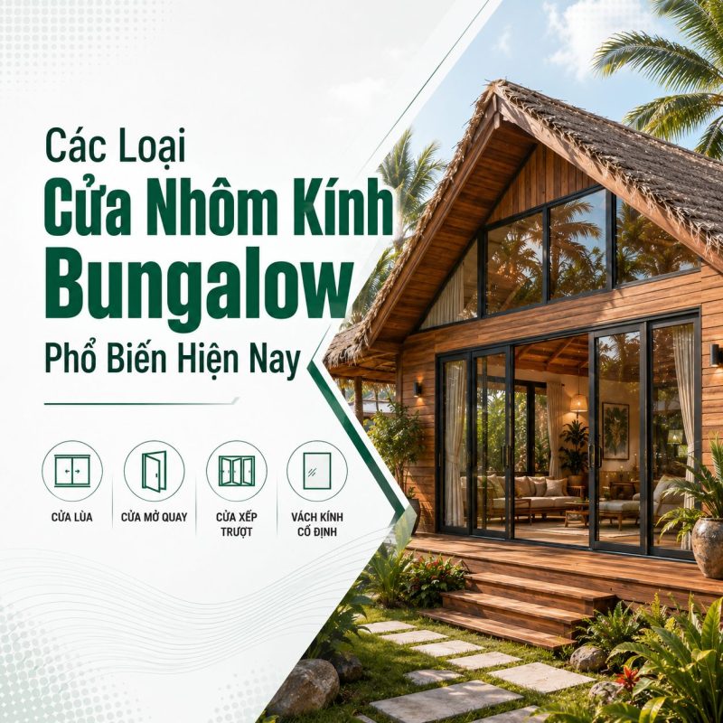 Các loại cửa nhôm kính bungalow phổ biến hiện nay