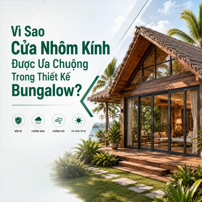 Vì sao cửa nhôm kính được ưa chuộng trong thiết kế bungalow
