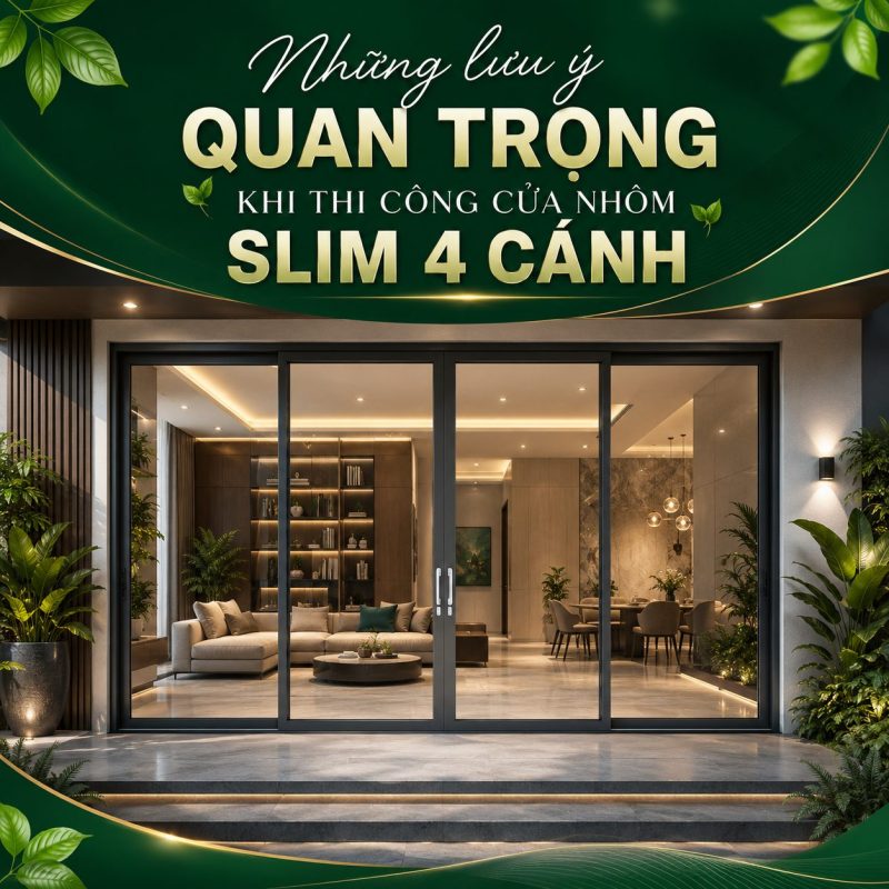 Những lưu ý quan trọng khi thi công cửa slim 4 cánh