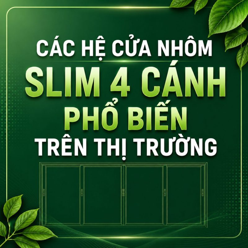 Các hệ nhôm slim 4 cánh phổ biến trên thị trường