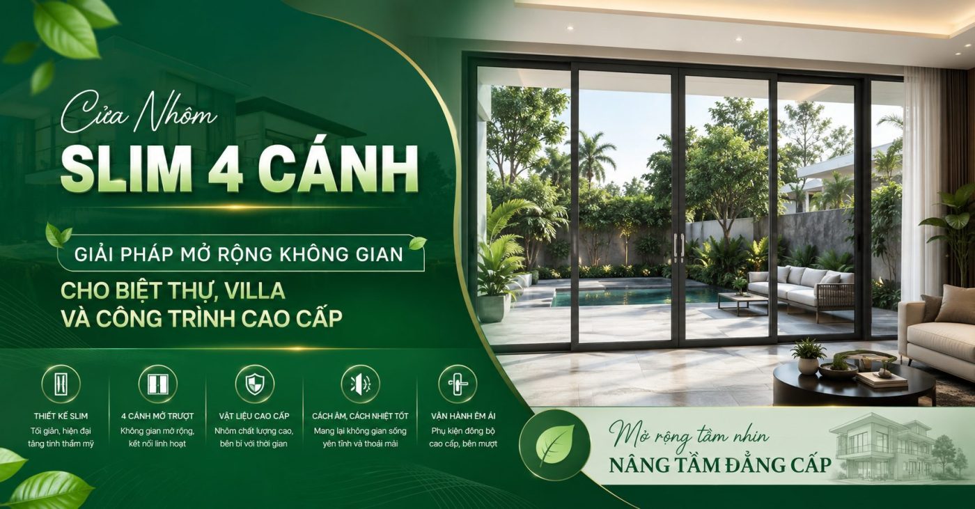 Cửa nhôm slim 4 cánh
